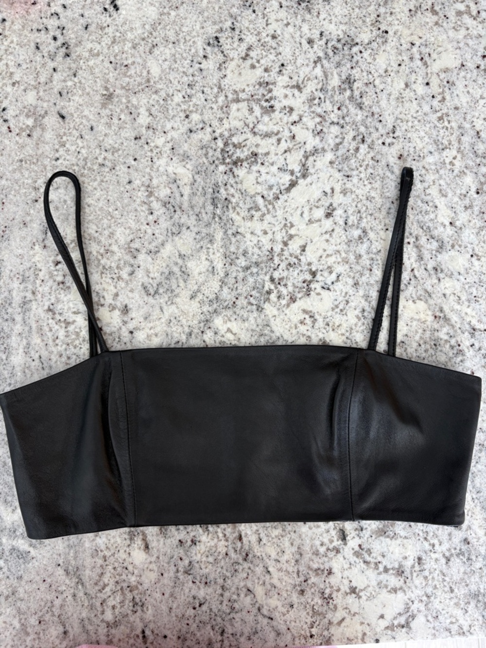 Zara Black Faux Leather Spaghetti Strap Crop Top